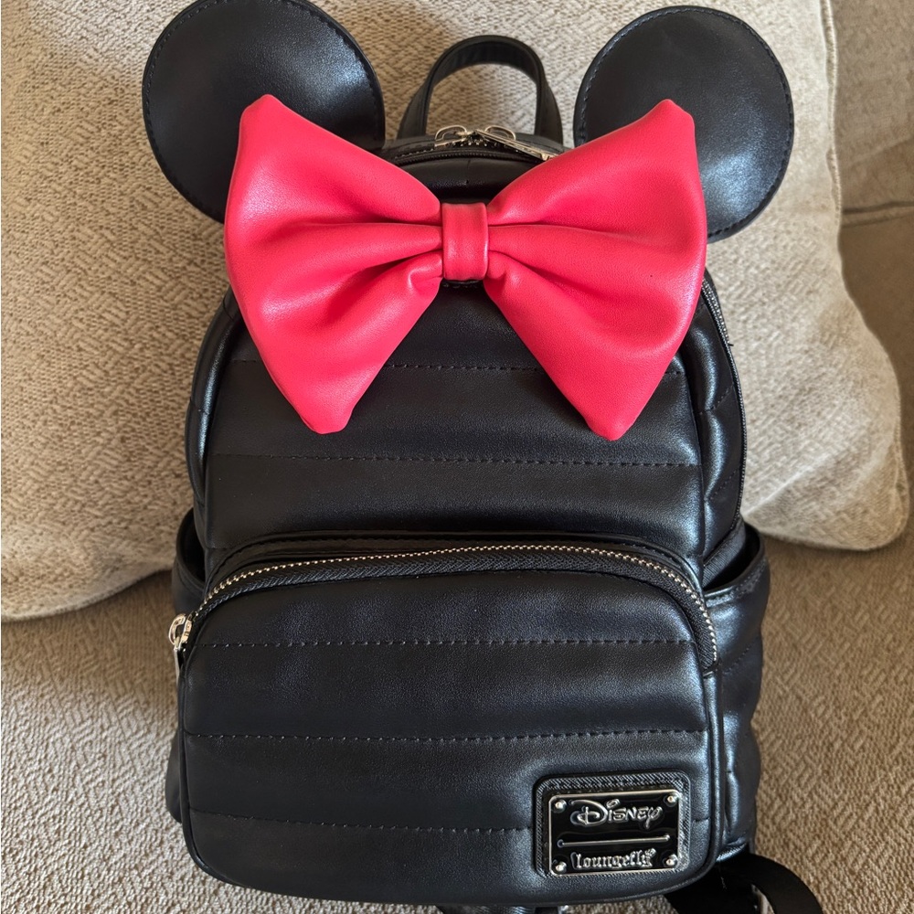Loungefly Black Backpack with Red Bow